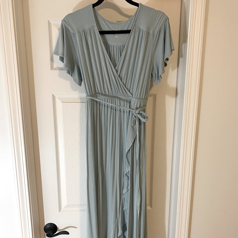 Blue Maternity Wrap Dress